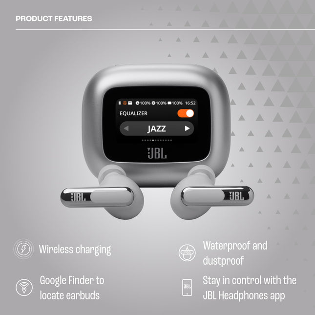 JBL Live Beam 3 - True Wireless Noise-Cancelling Closed-Stick Earbuds, 48Hrs Total Playback, Wireless Charging, 6 Mics for Perfect Calls, Multi-Point Connection, IP55 Waterproof and dustproof
