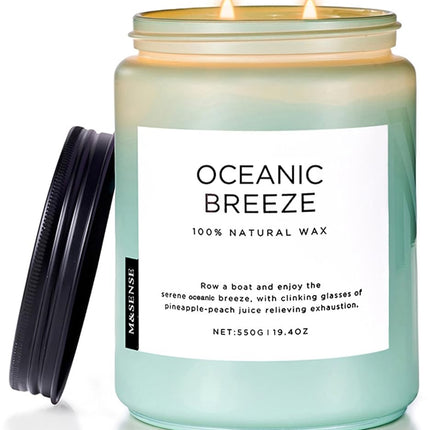 M&SENSE Candle Ocean Breeze Scented, 19.4oz 110 Ho