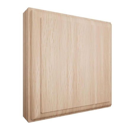 4 1/2"W x 4 1/2"H x 1 1/8"P Americraft Solid Hardwood Stain Grade Standard Smooth Rosette with Decorative Edge, Red Oak