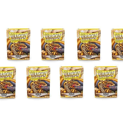 10 Packs Dragon Shield Matte Gold Standard Size 100 ct Card Sleeves Display Case