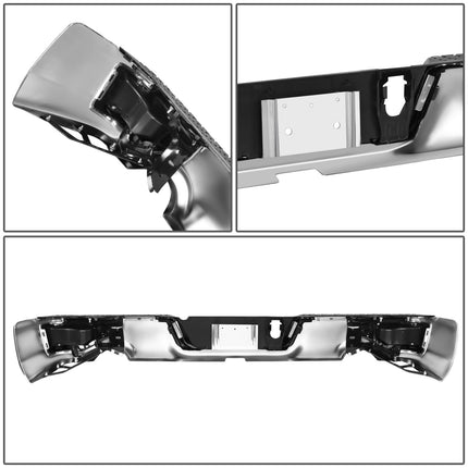 DNA MOTORING Rear Step Bumper Compatible With Ram 1500 2009-2010/Ram 1500 2011-2018/Ram 1500 Classic 2019-2023/Without Sensor Hole,with Dual Exhaust Cutouts, CH1103118, RBUM-ST-DR09-07-CH