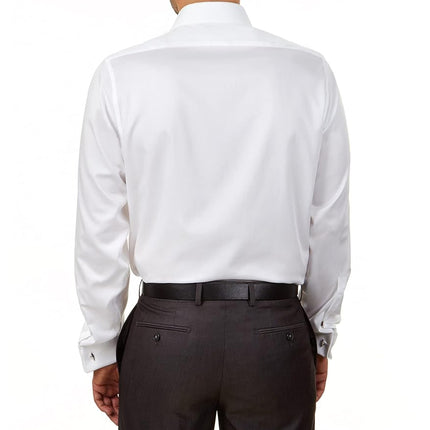 Calvin Klein Men's Dress Shirt Slim Fit Non Iron Herringbone, White, XL