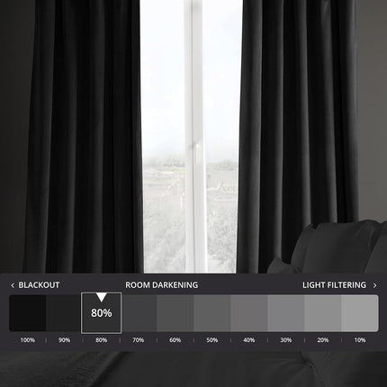 HPD Drapes Heritage Velvet Plush Curtains 108 Drop Blackout Curtains Bedroom Living Room 50 x 108 Inch 1 Panel Black