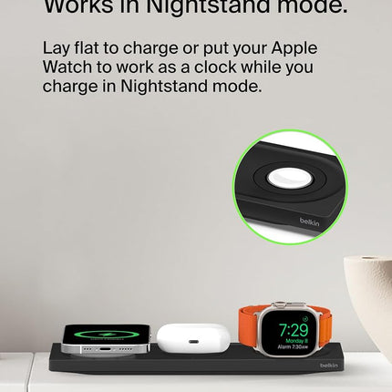 Belkin Qi2 15W Wireless Charging Station, 3 in 1 iPhone Charger