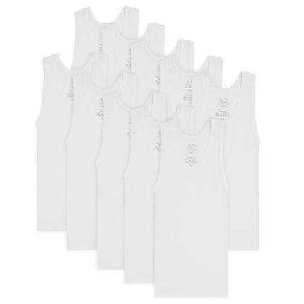 Fruit of the Loom Garçons Eversoft Coton Maillots de Corps, T-Shirts et Débardeurs, Débardeur - Tout-petit - Paquet de 10 - Blanc, 2T/3T