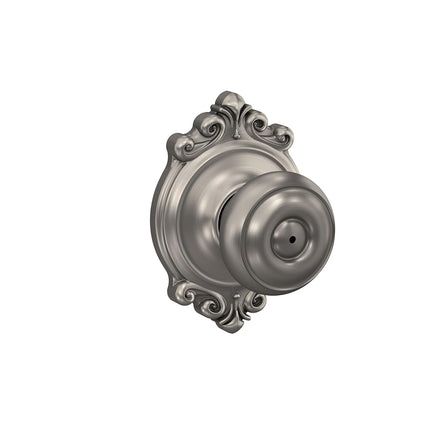 Schlage F40 GEO 619 BRK Brookshire Collection Georgian Privacy Knob, Satin Nickel