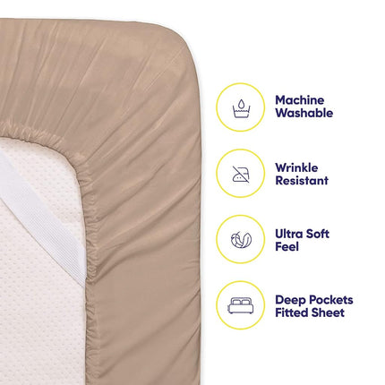 Queen Sheets Taupe - 6 Piece 1500 Supreme Collection Fine Brushed Microfiber Deep Pocket Queen Sheet Set Bedding - 2 Extra Pillow Cases, Great Value, Queen, Taupe