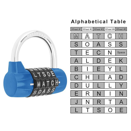 HOJLKLD Gym Locker Lock 5 Letter Word Lock Safety Padlock Combination Lock for School Gym Locker,Sports Locker,Fence,Toolbox,Case,Hasp Storage (1, Blue)