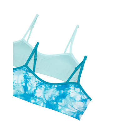 Hanes Girls' Seamless Ruched Crop Bra 2-Pack, Dark