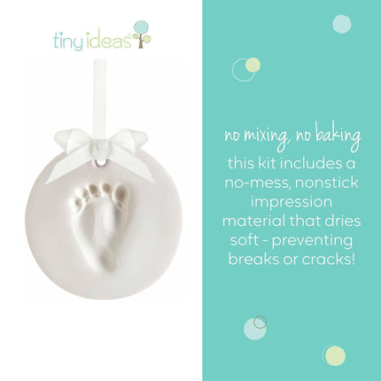 Tiny Ideas Baby Handprint or Footprint DIY Keepsake Ornament Kit, Gender Neutral Nursery Décor, Creative Baby Gift, Newborn Keepsake, White