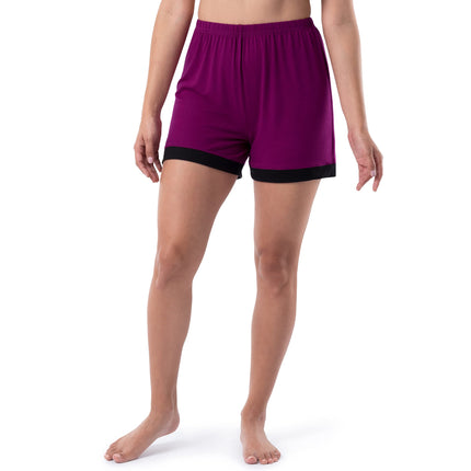 Fruit of the Loom Women's Sleeve Tee and Short 2 Piece Sleep Set, Berry, X-Large