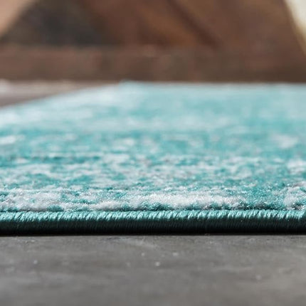 Unique Loom 3137808 Sofia Collection 2 Feet (2' x 13') Runner Traditional Oriental Distressed Vintage Area Rug, 2.5 x 13, Turquoise