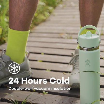 Hydro Flask 24 Oz Wide Flex Straw Cap Bottle - Insulated Stainless Steel - Wide Straw Lid, Non Spill, Leakproof in Reef