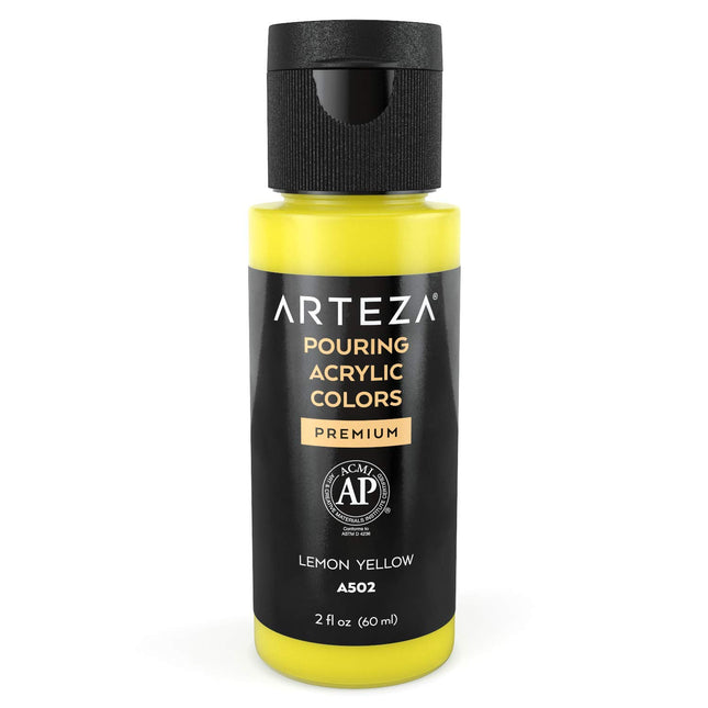 ARTEZA Acrylic Pouring Paint, 2oz (60 ml), Lemon Y