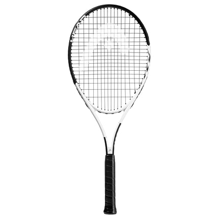Raquette de tennis adulte HEAD Geo Speed - Pré-cordée Équilibre en tête 27,5 pouces - Manche 4 3/8 pouces, Noir/Blanc