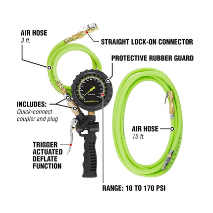 Kit Inflador Flexzilla con Manguera de Conexión Rápida de 0.91 m y 4.57 m, Boquilla de Bloqueo (0-170 PSI) - AL2025FZ-2