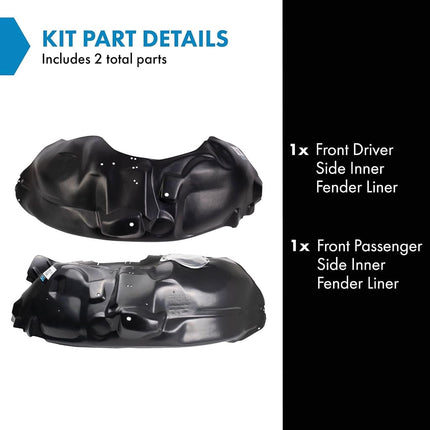 TRQ Front Inner Fender Liner Set Compatible with 2011 Ford F-150