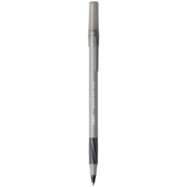 BIC Round Stic Grip Xtra Comfort Ballpoint Pens, Medium Point (1.2mm), Black, Soft Grip For Added Comfort And Control, 36-Count Pack (GSMG361-BLK) (Pack of 18, 648 Count Total)