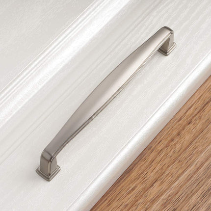 KOOFIZO Square Foot Cabinet Arch Pull - Brushed Nickel Furniture Handle, 5 Inch/128mm Screw Spacing, 10-Pack for Kitchen Cupboard Door, Bedroom Dresser Drawer, Bathroom Furniture Hardware