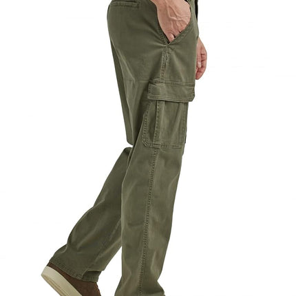 Wrangler Authentics Men's Relaxed Fit Stretch Cargo Pant, Olive, 38W x 32L