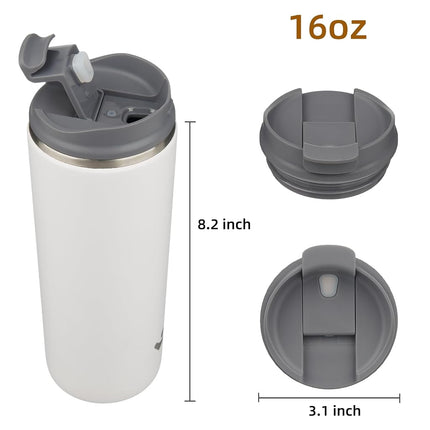 Konokyo Tumbler with Lid, 16 oz Travel Coffee Mug Double Wall Vacuum Stainless Steel Thermal Metal Cup Insulated Water Bottle,Beige