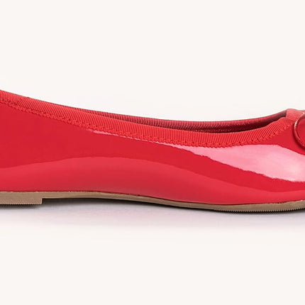 Feversole Women's Macaroon Colorful Memory Foam Cushion Ballet Flat Pumps Patent Red UK Size 4