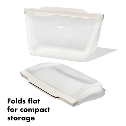 OXO Good Grips Silicone Reusable Stand-Up Bag, 1.8 L, Oat