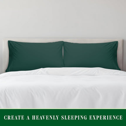Elegant Comfort Luxury Ultra-Soft 2-Piece Pillowcase Set - 1500 Premium Hotel Quality Microfiber Double Brushed - Wrinkle Resistant, Standard/Queen, Hunter Green