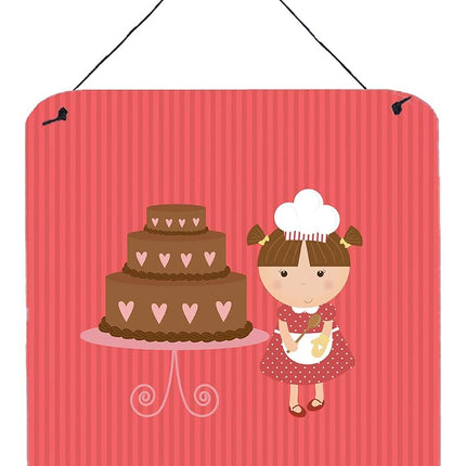 Caroline's Treasures BB7263DS66 Impresiones de pared o puerta del panadero de pastel de San Valentín morena, letrero de metal de aluminio, placa de pared de cocina, bar, baño, decoración del hogar,