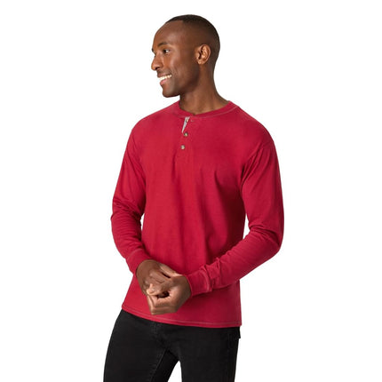 Hanes Men's T-Shirts, Men's BeefyT Henley Shirts, Men's Cotton Long Sleeve Shirts, Burnt Brick, 3XL