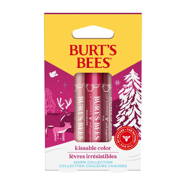 Burt's Bees Gift Set, 3 Lip Shimmers in Peony, Rhu