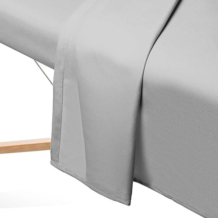 Saloniture 3-Piece Microfiber Massage Table Sheet Set - Premium Facial Bed Cover - Includes Flat and Fitted Sheets with Face Cradle Cover - Light Gray