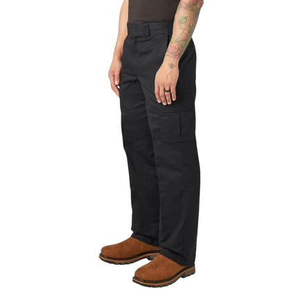Dickies Men's Relaxed Fit Straight Leg Cargo Work Pant, Black, 38x30