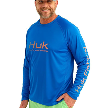 HUK Men's Standard Pursuit Vented Long Sleeve, 30 UPF Fishing Shirt, Ocean Blue
