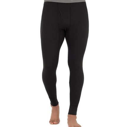 Fruit of the Loom Men's Recycled Premium Waffle Thermal Underwear Long Johns Bottom (1, 2, 3, and 4 Packs) Pajama, Black/Navy, Small (Pack of 2)