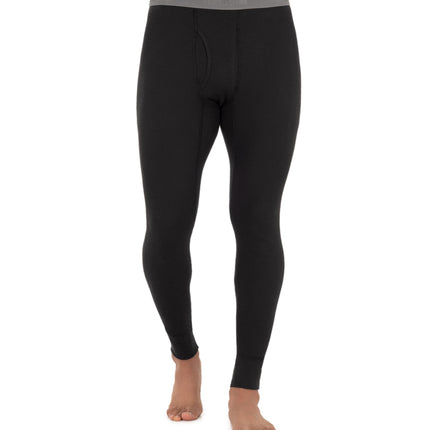 Fruit of the Loom Men's Recycled Premium Waffle Thermal Underwear Long Johns Bottom (1, 2, 3, and 4 Packs) Pajama, Black/Navy, Small (Pack of 2)
