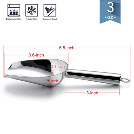 Mini Scoop Set of 8, E-far 3 Ounce Stainless Steel Scoops for Ice Cube/Candy/Flour/Sugar, Metal Utility Scoops for Weddings, Dessert Buffet, Canisters, Food Grade & Rust Free, Easy Clean & Dishwasher