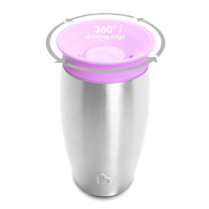 Munchkin� Miracle� Stainless Steel 360 Toddler Sippy Cup, 10 Ounce, Purple