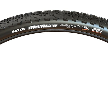 Maxxis Ravager Bicycle Tyre with Folding Bead 700x40C Dual Compound/SilkShield/Tubeless Ready, Black
