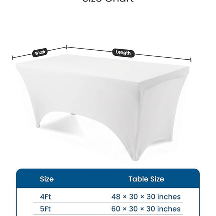 Utopia Kitchen Spandex Tablecloth 2 Pack [4FT, White] Tight, Fitted, Washable and Wrinkle Resistant Stretch Rectangular Patio Table Cover for Event, Wedding, Banquet & Parties [48Lx30Wx30H] Inches