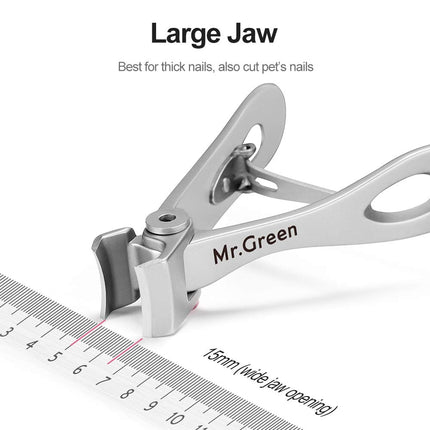 Cortauñas Mr. Green, Cortauñas de Apertura Ultra Ancha para Uñas Gruesas, Set de Cortauñas de Acero Inoxidable de Alta Resistencia para Hombres y Mujeres, Ideal para Personas Mayores