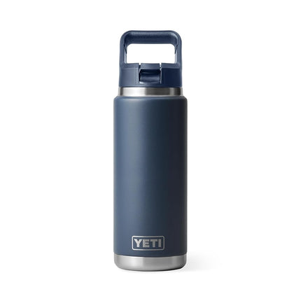 Bouteille YETI Rambler 769 ml, isolée sous vide, en acier inoxydable avec bouchon paille de couleur assortie, bleu marine