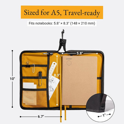 LOCHBY® Field Folio A5 | Zipper Journal Notebook Cover | Water Resistant Waxed Canvas | Included Tomoe River Notebook | Perfect for Travel, Art, Bullet Journal