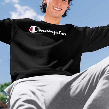 Champion Men's Powerblend Retro Fleece Jogger Pants, Black, L UK
