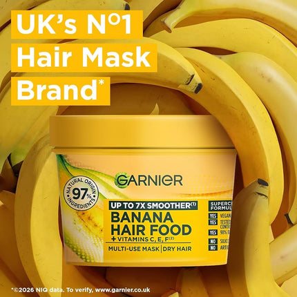 Garnier Ultimate Blends Hair Food, Banana 3-in-1 Dry Hair Mask Treatment, 390 ml