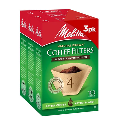 Melitta #4 Cone Coffee Filters, Unbleached Natural