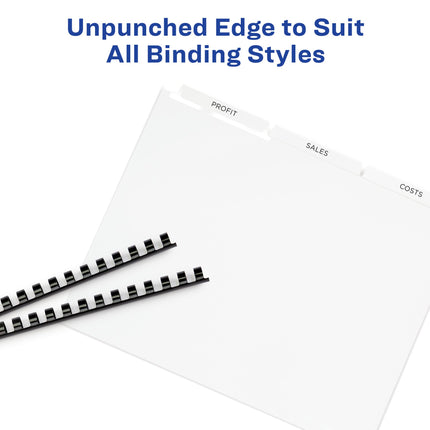 Index Maker Clear Label Unpunched Divider, 8-Tab, Letter, White, 25 Sets