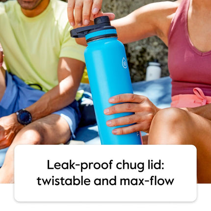 ThermoFlask Double Wall Vacuum Insulated Stainless Steel Water Bottle with Two Lids, 1.2 Liter / 40 Ounce, Plum