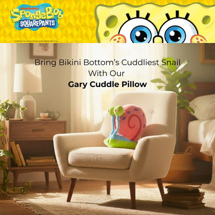 Spongebob Squarepants Gary The Snail Plush Cuddle Pillow, Super Soft & Cozy, 20" Tall, (Officially Licensed Product) by Franco Collectibles