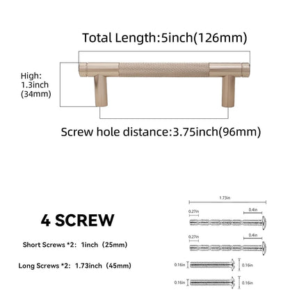 BUKOBYHE 10 Pack 3-3/4 Inch Champagne Bronze Kitchen Cabinet Handles Knurled Cabinet Pulls Drawer Pulls Cabinet Hardware